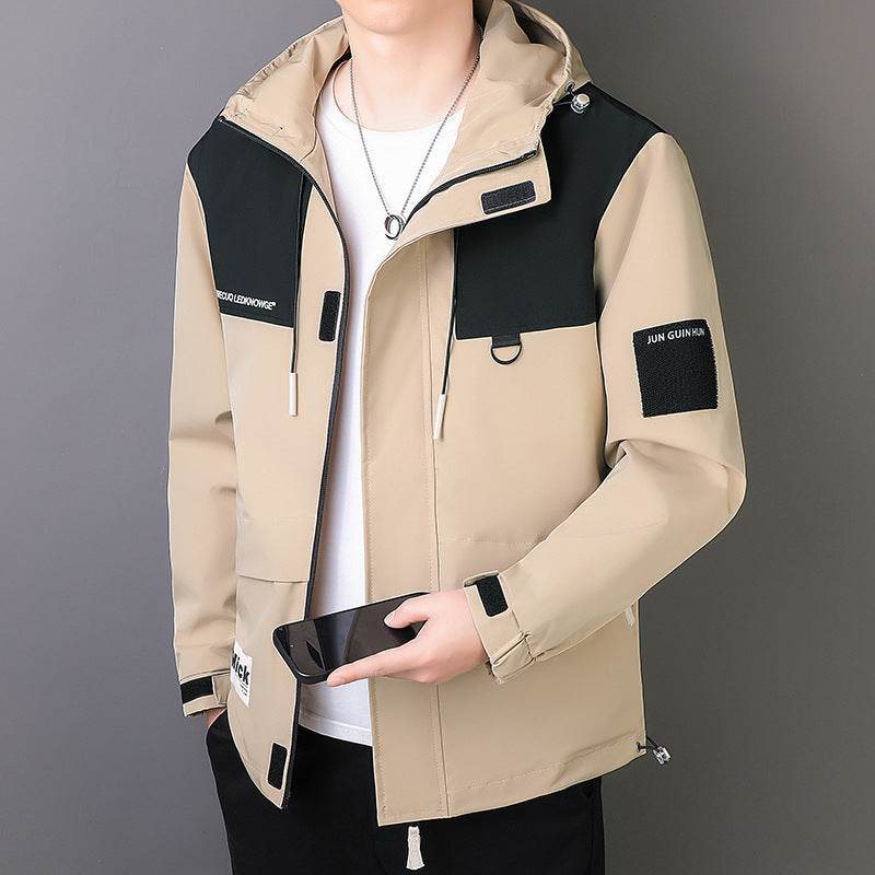 Men's Windproof Jacket Outdoor Loose Hooded Waterproof Jacket - Velora