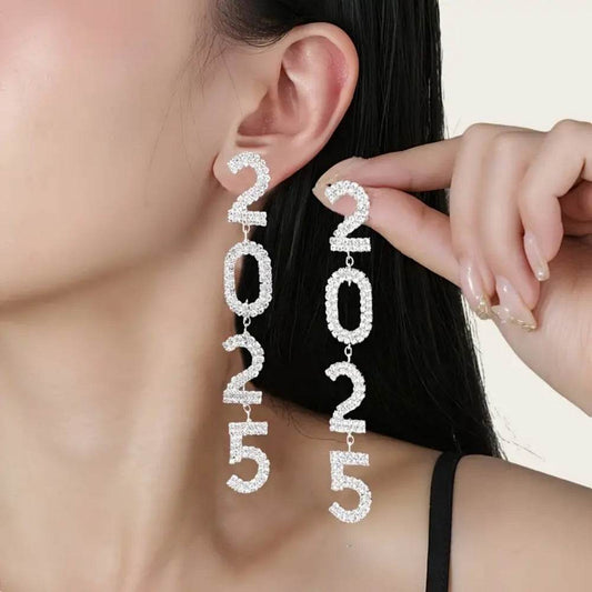 Alloy Rhinestone Digital Earrings Long Fringe - Velora