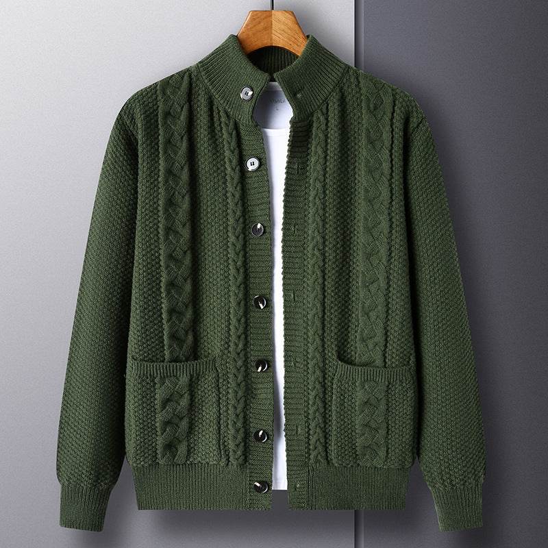 New Single-breasted Sweater With Pockets Fashion Jacquard Loose-fitting Cardigan Men Clothing - Velora