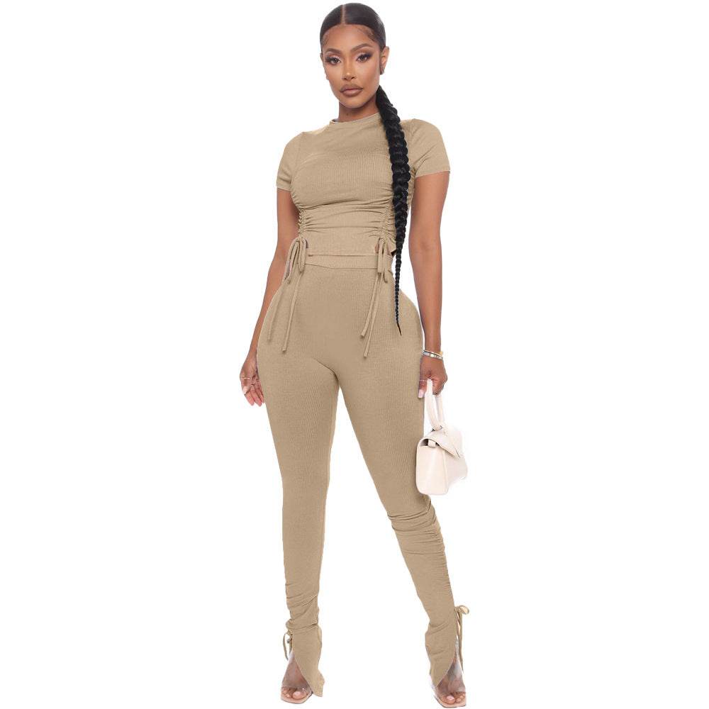 Rop Top And Pants Female Casual Matching Sets - Velora