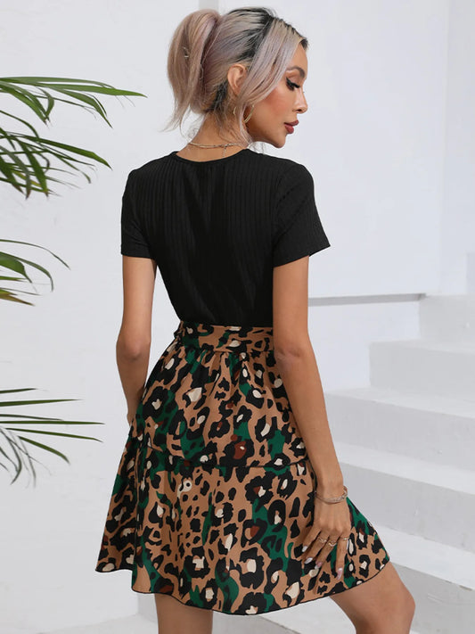 Leopard Short Sleeve Dress - Velora