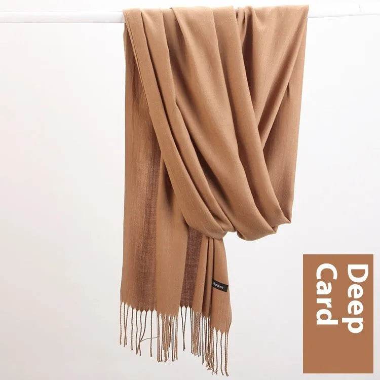 Pure Color Warm Keeping Scarf All-match Cashmere Shawl - Velora