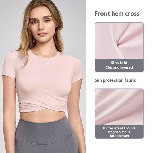 Fashion Short Sleeve Crop Workout Top for Women Yoga Crop Top - Velora