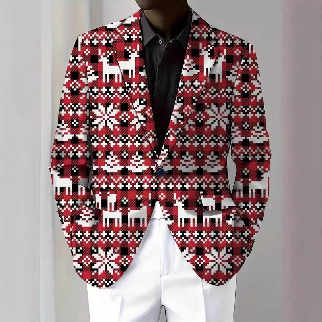 Christmas Series Cartoon Anime Men's Long-sleeved Coat - Velora