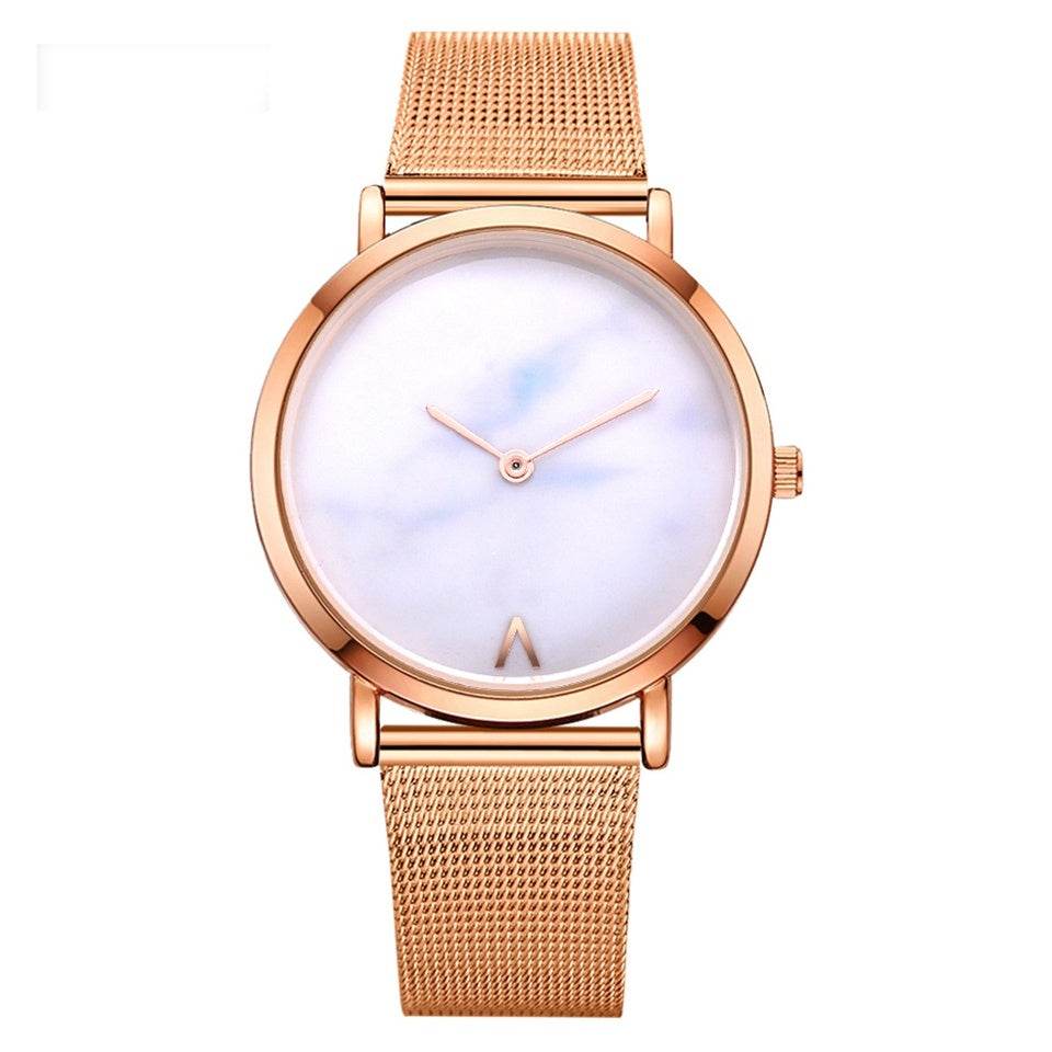 Vansvar fashion brand silver and gold mesh band creative marble wristwatch casual women quartz watches gift relogio feminino - Velora