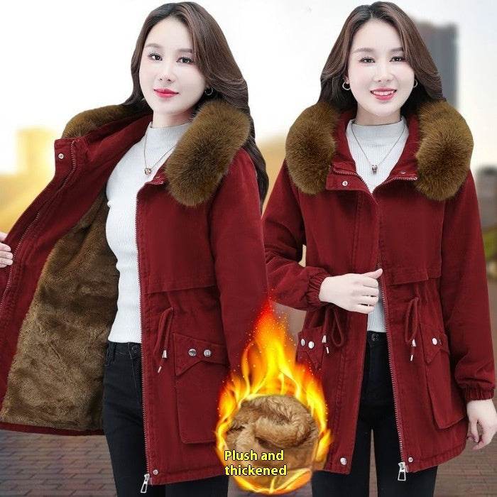 Women's Short Winter Loose Fleece Padded Coat - Velora