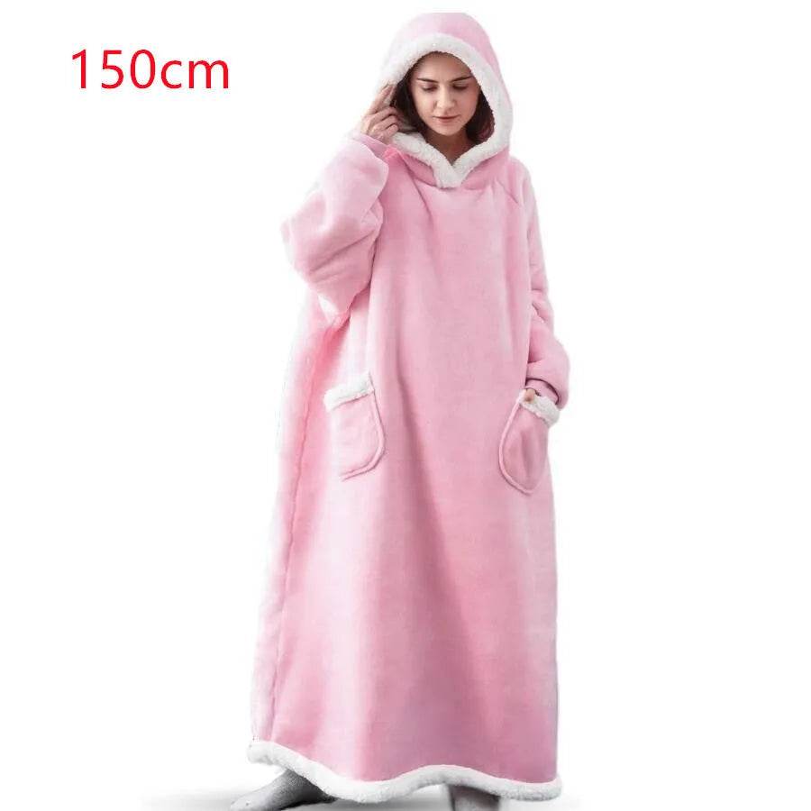 Fleece Oversized Hoodie Blanket Winter Warm Home Clothes Women Men Oversized Pullover With Pockets - Velora