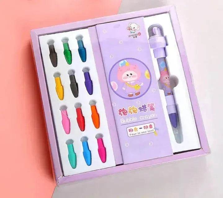 12 Color Bubble Crayon Painting Graffiti Seal for Children - Velora