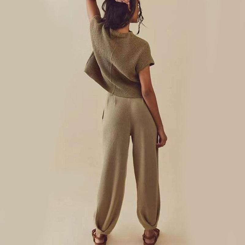 Women's Casual Two Piece Outfits With Pockets Summer Sleeveless Top And Loose Pants Fashion Tracksuit Lounge Sets - Velora
