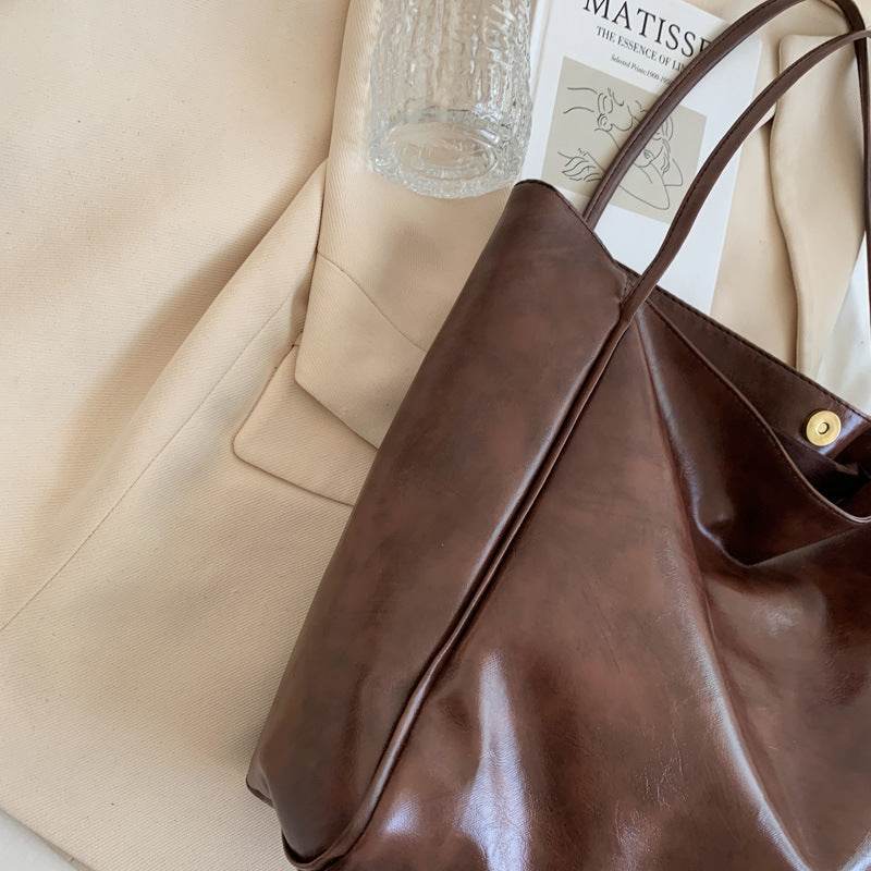 Fashion Handbag New Autumn And Winter Japanese And Korean Large Capacity Soft Leather Shoulder Bag Retro Casual Handbag - Velora
