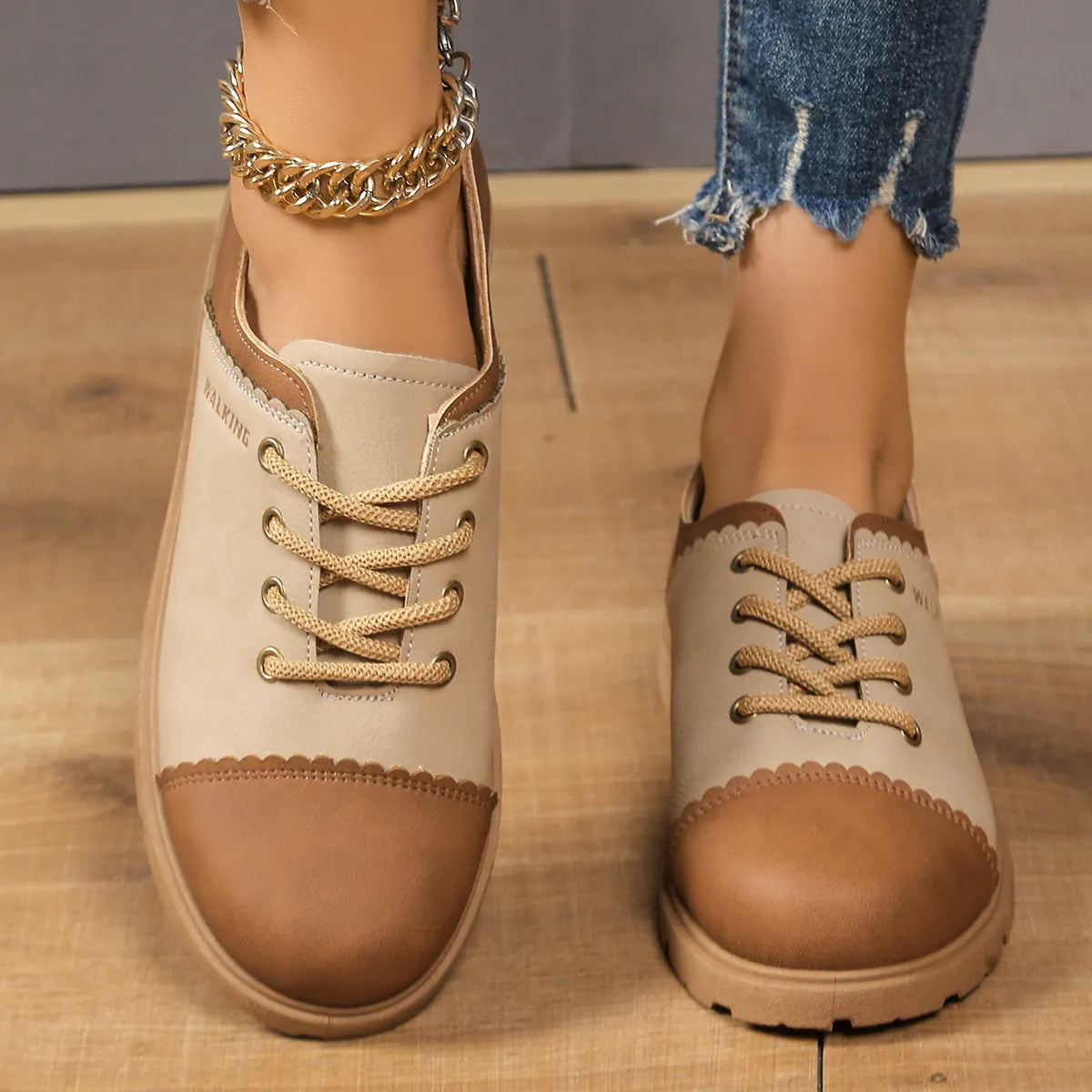 Color Block Lace Up Sneakers - Velora