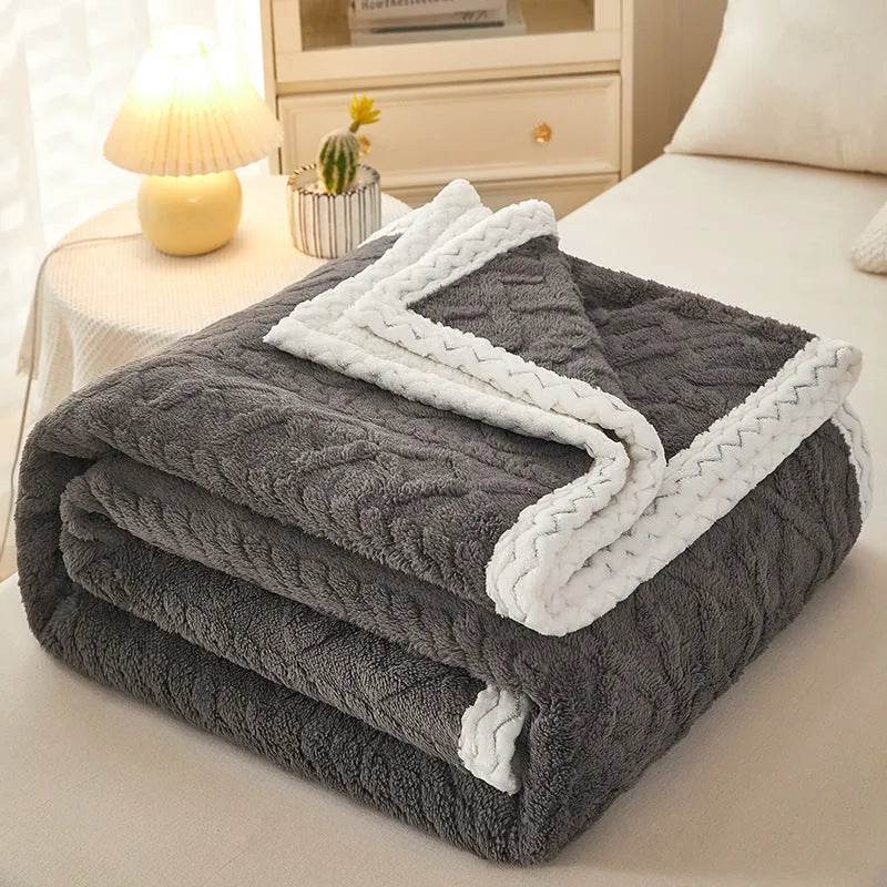 Blanket Double Thickened Warm Coral Fleece Sofa Winter Blanket - Velora