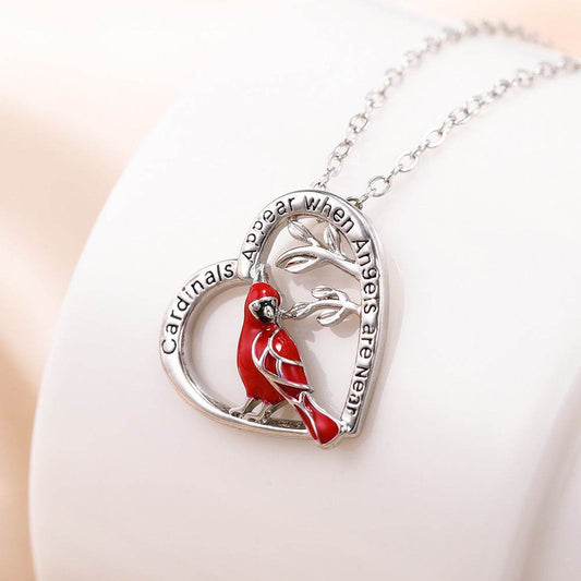 Creative Heart Shaped Cardinal Pendant Necklace, Exquisite Party Commemorative Accessory Gift Jewelry Anniversary Party Gifts, Valentine's Day Gift - Velora