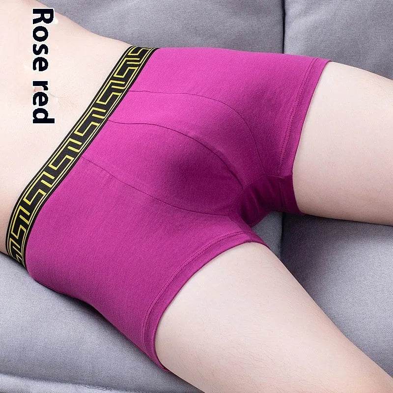 Men's Cotton Boxer Briefs Casual Solid Color Mid Waist underwear - Velora