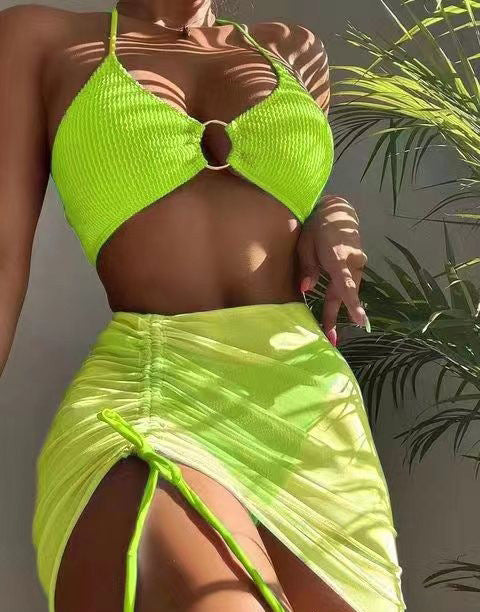 3pcs Halter Bikini Summer Fashion Personalized Three-point Beach Swimsuit https://like2b-uy