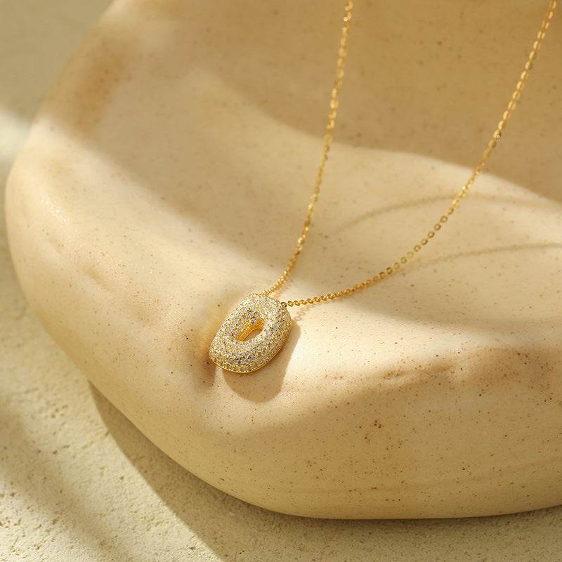 Silver 26 Letter Bubble Necklace For Women Full Diamond - Velora
