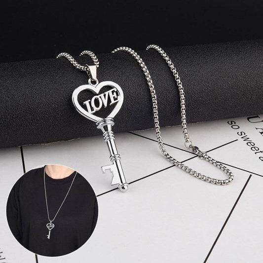 Stainless Steel Necklaces Sweet Heart Key Pendants Choker Chain Korean Fashion Jewelry For Women Jewelry Gifts - Velora