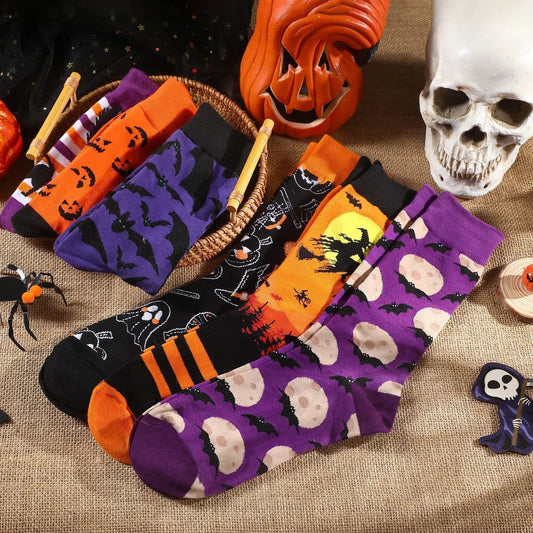 6 Pairs Halloween Christmas Socks For Men Women Girls Funny Xmas Socks Santa Claus Elk Cotton Sock Set-Cannot Be Listed On Amazon Platform - Velora