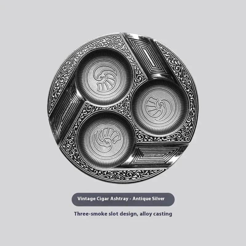 Three-slot Retro Metal Easy-to-clean Cigar Ashtray - Velora