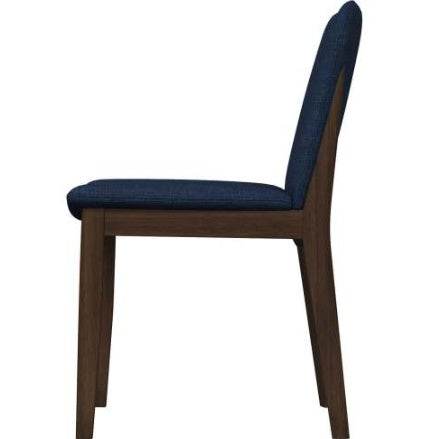 Laura Blue Linen Solid Wood Dining Chair Set Of 2 Mid-Century Modern Style - Velora
