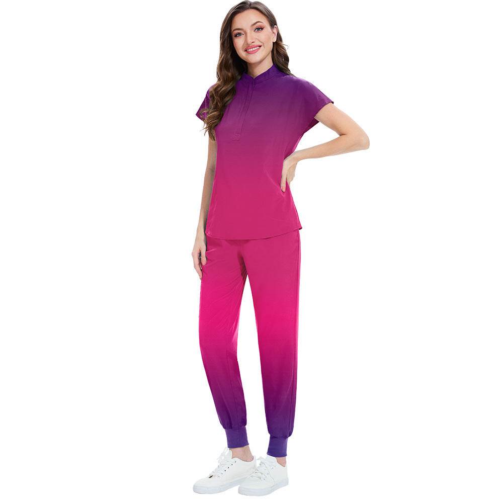Gradient Color Men's And Women's Same Doctor Nurse Beauty Salon SPA Work Uniforms Suit - Velora