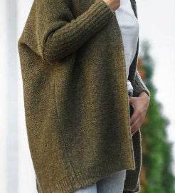 Fashion Bat Sleeve Hooded Cardigan Oversized Loose Temperament Solid Color Sweater Womens Clothing - Velora