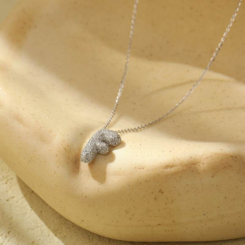 Silver 26 Letter Bubble Necklace For Women Full Diamond - Velora