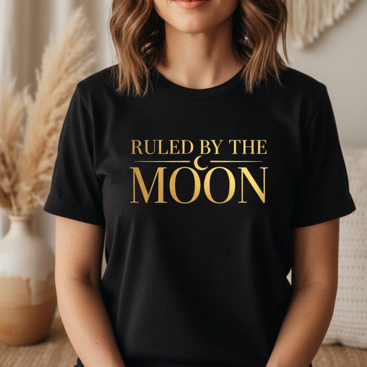 Ruled By The Moon T-Shirt | Celestial Graphic Tee for Women | Moon Lover Gift