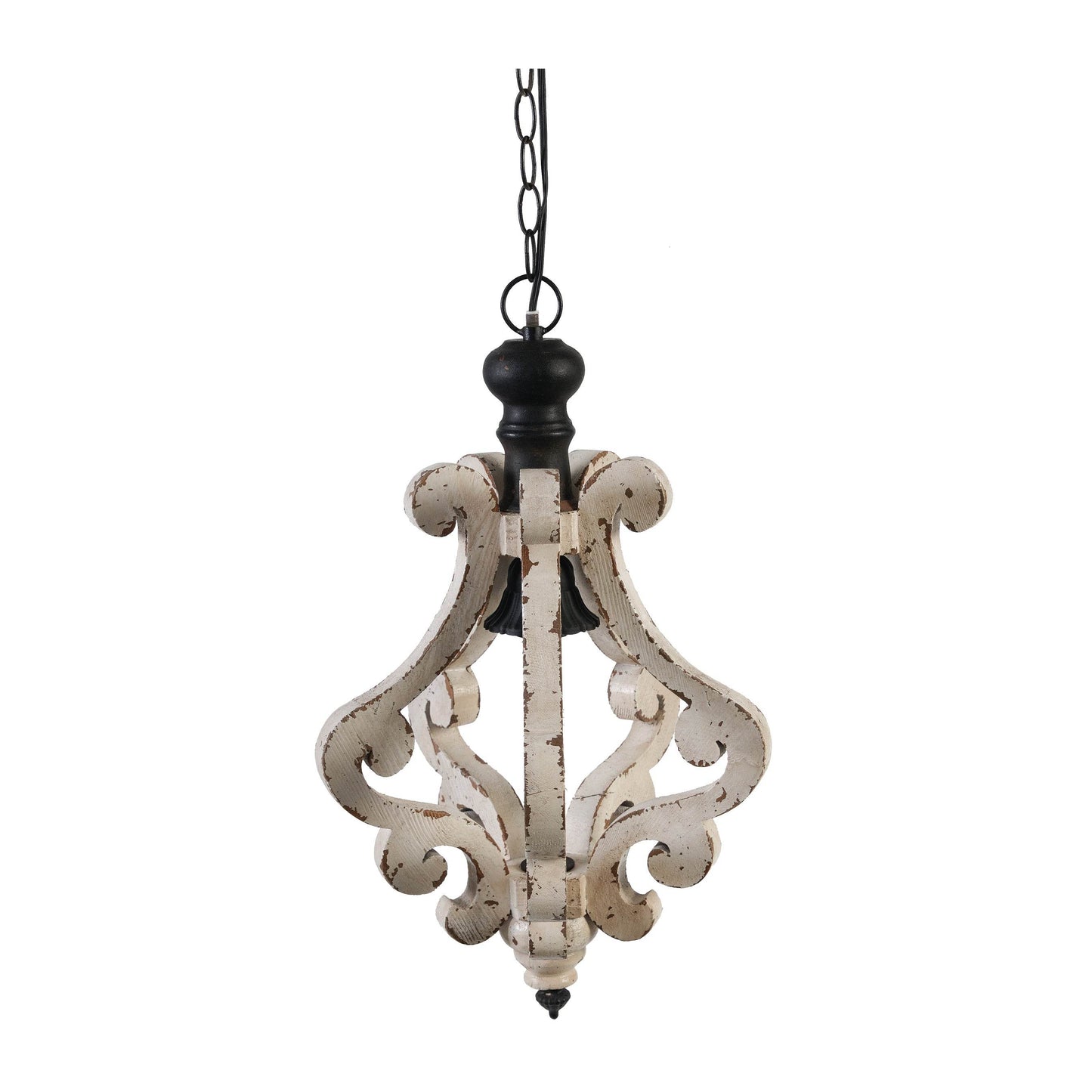 Farmhouse Chandelier, Dilapidated White Chandelier French Country Wood Chandelier For Living Room Foyer, Bulb Not Included - Velora