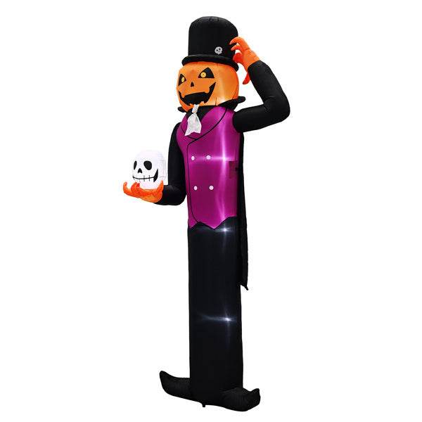 12ft Caped Pumpkin Man, Halloween Inflatable Decoration 12V - Velora