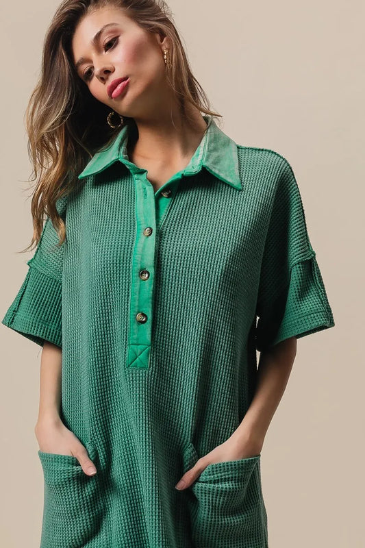 BiBi Dip Dye Mineral Washed Knit Dress - Velora