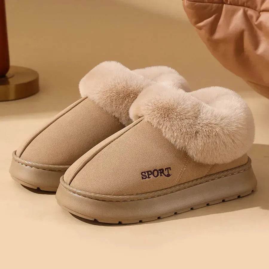 Plush Cotton Shoes For Women Winter Warm Home Slippers Outdoor Snow Boots - Velora