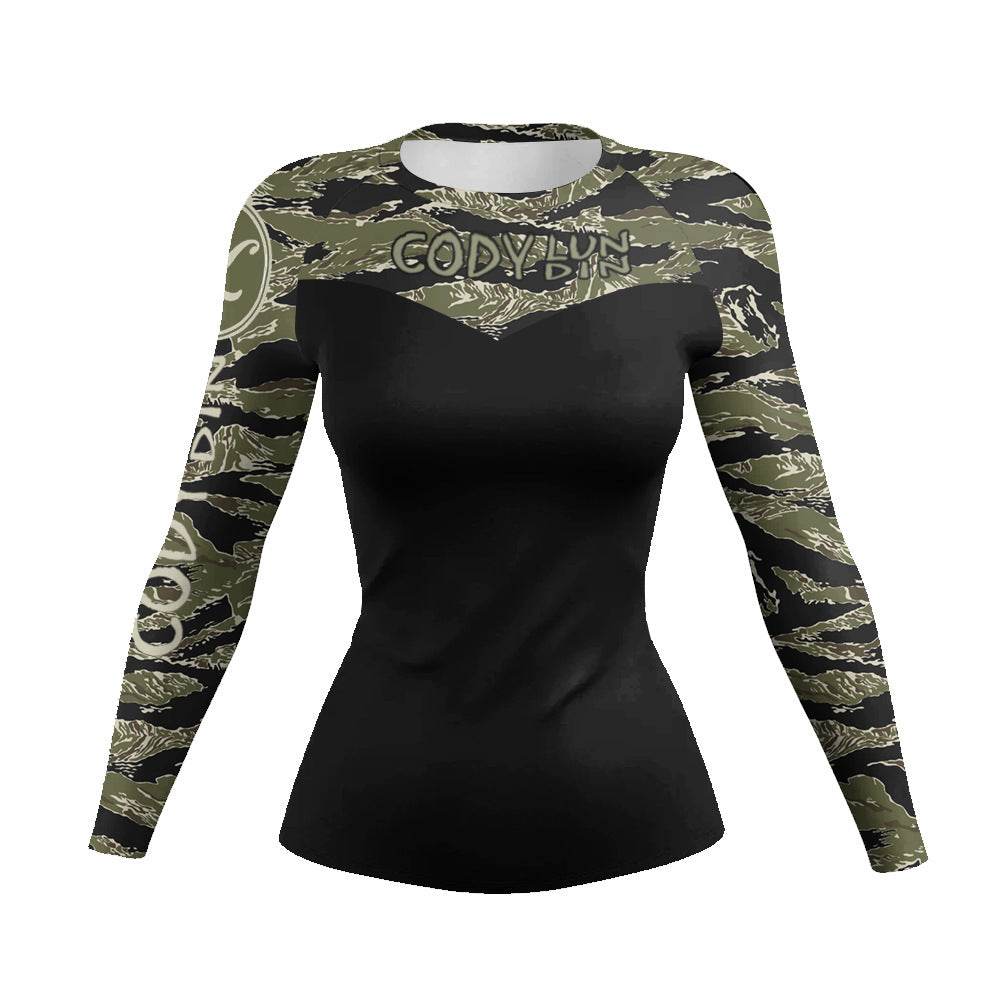 Printed Slim Fit Long Sleeve Workout Tops for Women - Velora
