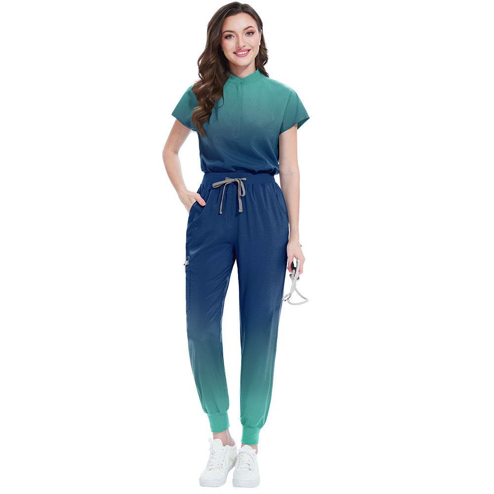 Gradient Color Men's And Women's Same Doctor Nurse Beauty Salon SPA Work Uniforms Suit - Velora