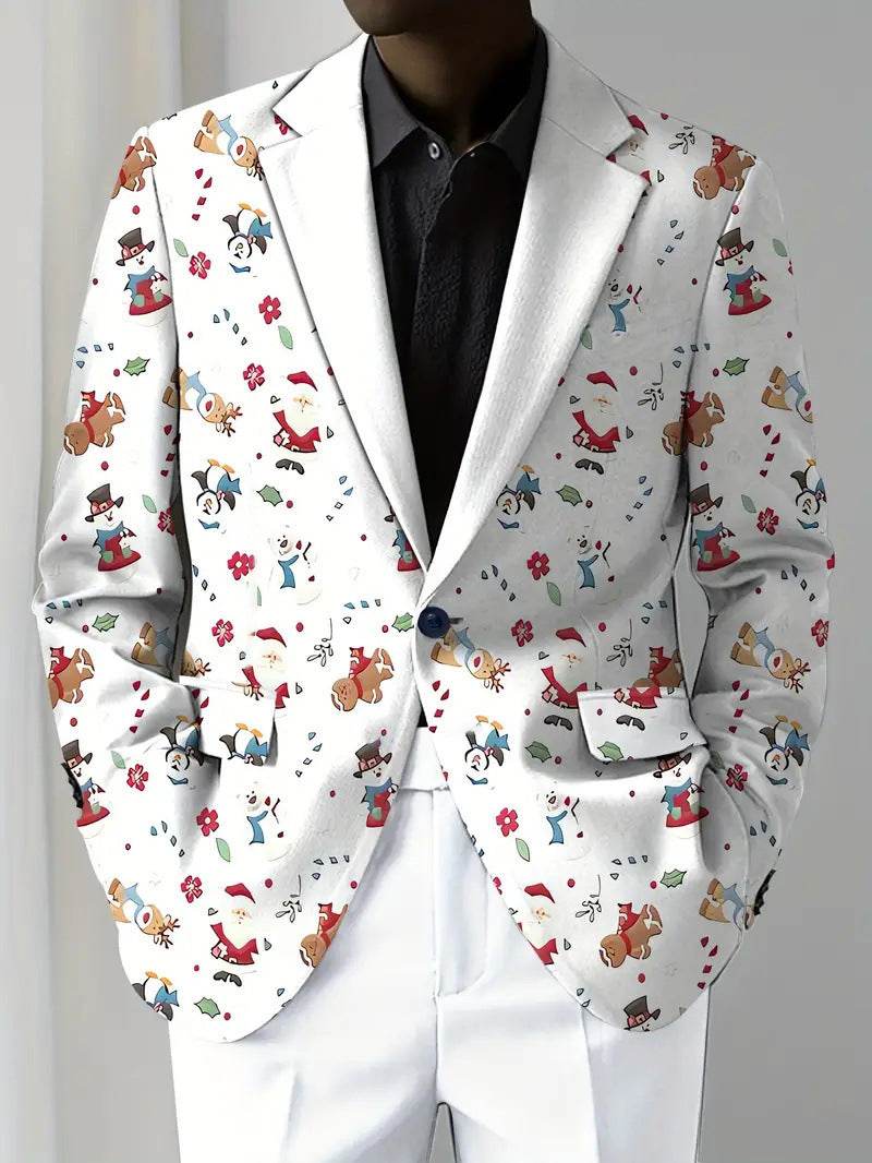 Christmas Series Cartoon Anime Men's Long-sleeved Coat - Velora