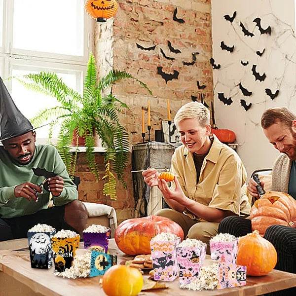12Pcs Halloween Popcorn Box 3 Designs Spooky Halloween Trick Or Treat Boxes Bloody Theme Party Favor Snack Boxes Candy Cookie Container Paper Boxes For Halloween Holiday Party Supply - Velora