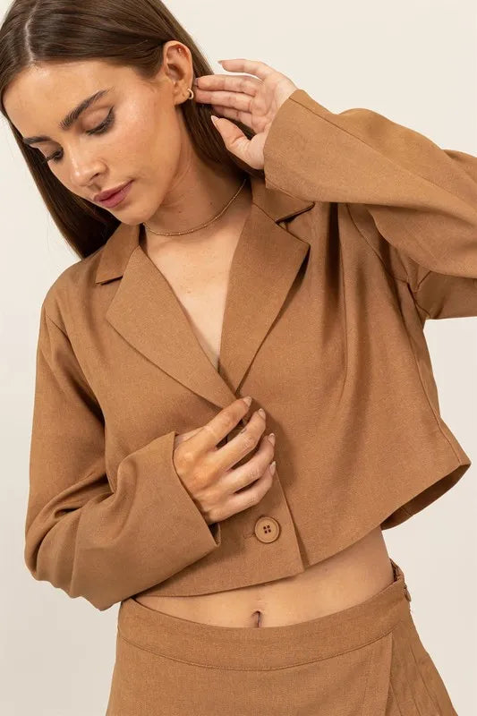 HYFVE Cropped Button-Down Blazer - Velora