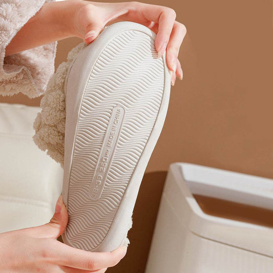 Home Fuzzy Slipper Unisex Cartoon Winter Plush Slipper Anti-Skid Soft Soled Cotton Shoes Comfy Outdoor Couple Slippers - Velora