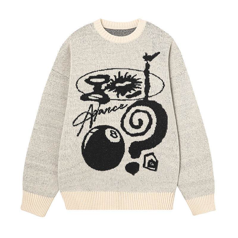 Plush American Hand Drawn Brocade Sweater Men's Autumn Winter Retro Loose - Velora