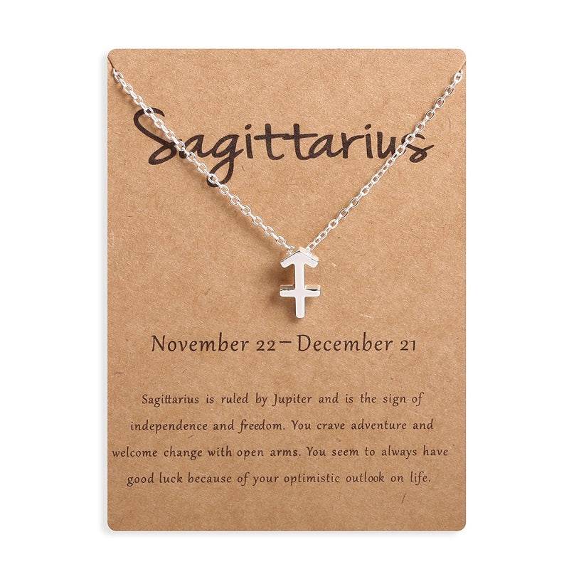 12 Zodiac Sign Necklaces With Gift Card Constellations Pendant Necklace Jewelry - Velora