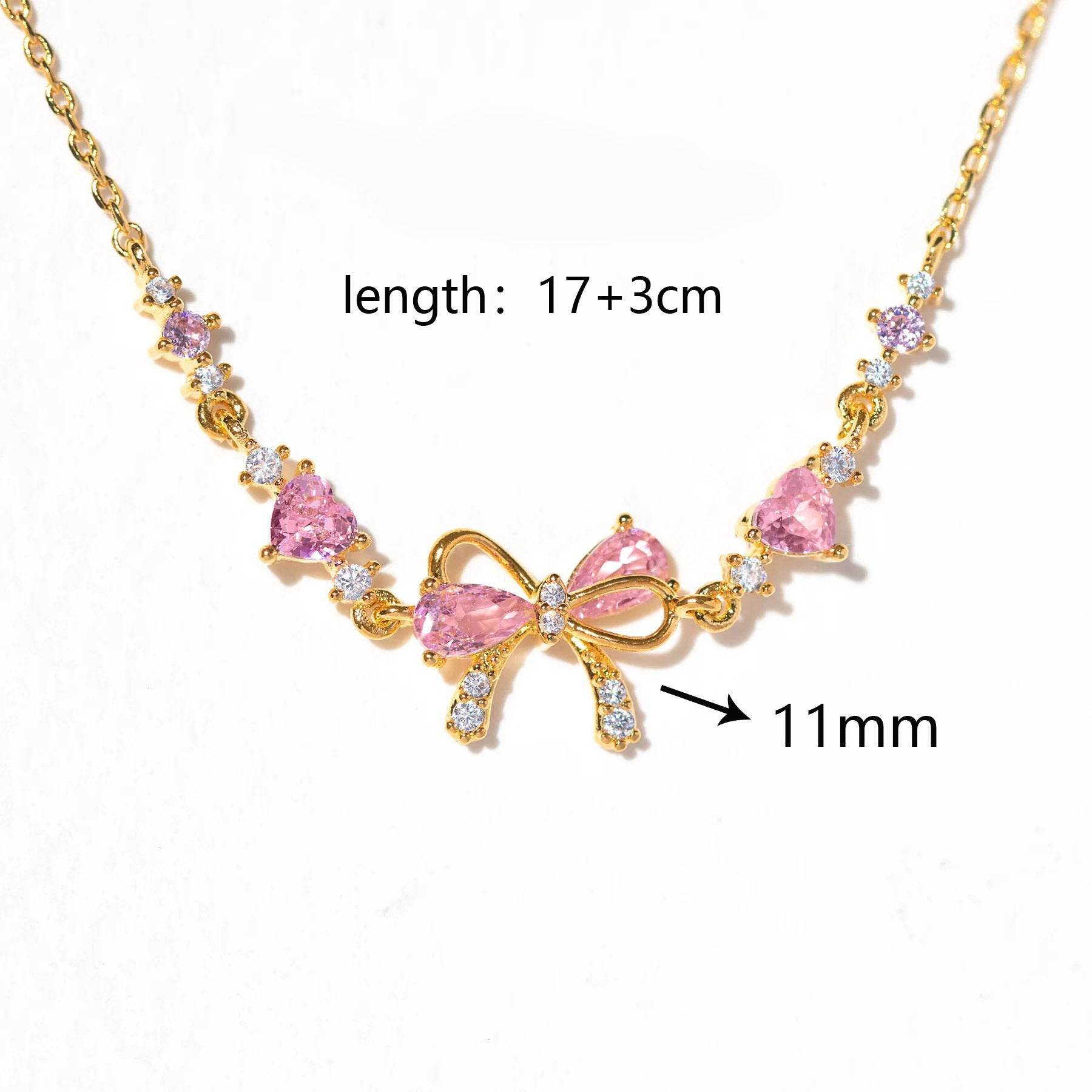 Sweet Bow Heart Rhinestone Bracelet Y2K Ins Fashion Chain Bracelet Valentine's Day - Velora