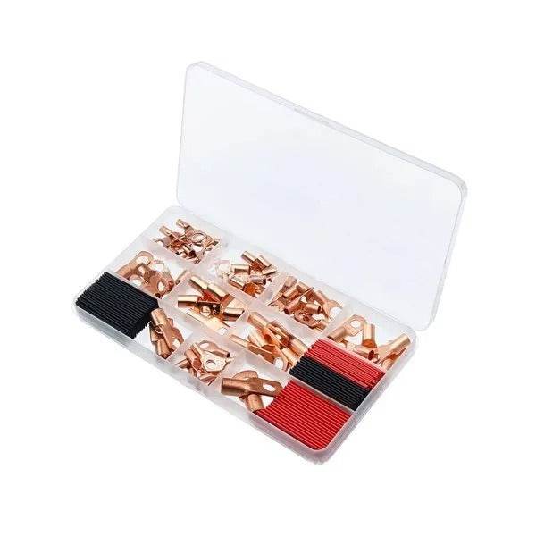 120Pcs Copper Wire Terminal Connectors, AWG 2 4 6 8 10 Copper Wire Lugs With Heat Shrink Set, 60Pcs Copper Wire Lugs And 60pcs Heat Shrink Tubing - Velora