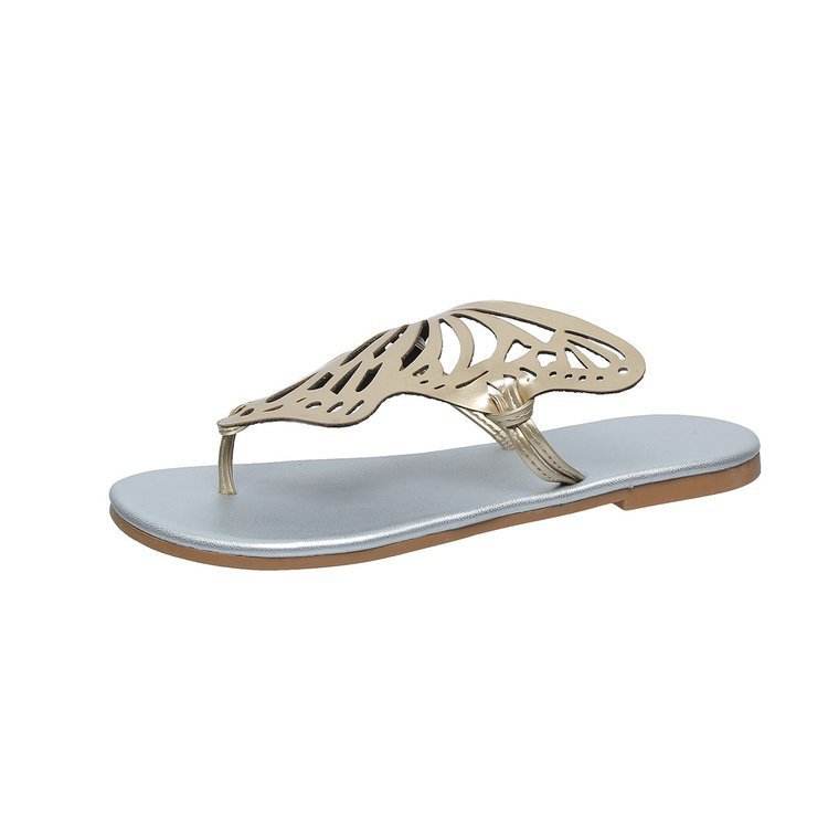 Fashion Hollow Butterfly Flip-Flops Summer Sandals For Women Casual Beach Shoes New Low Heel Flat Slides Slippers - Velora