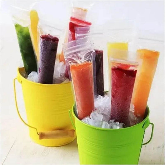 320 Pcs Disposable Beverage Packaging Bag Ice Popsicle Mold Bags With 2 Pcs Orange Funnels DIY Ice Lolly Bags BPA Free Freezer Tubes With Zip Seals For Summer Halloween Birthday Party - Velora