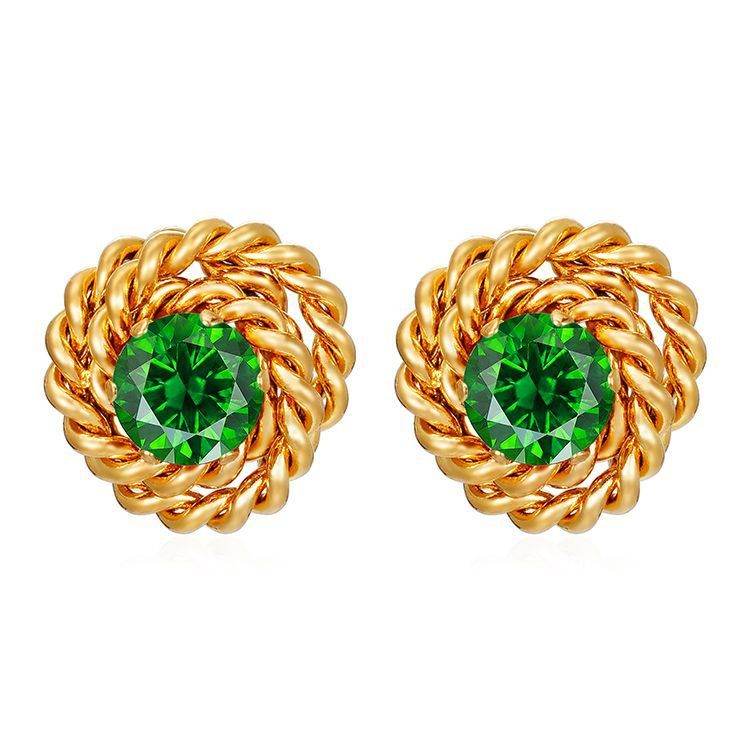 Retro Trendy Rose Zircon Stud Earrings - Velora