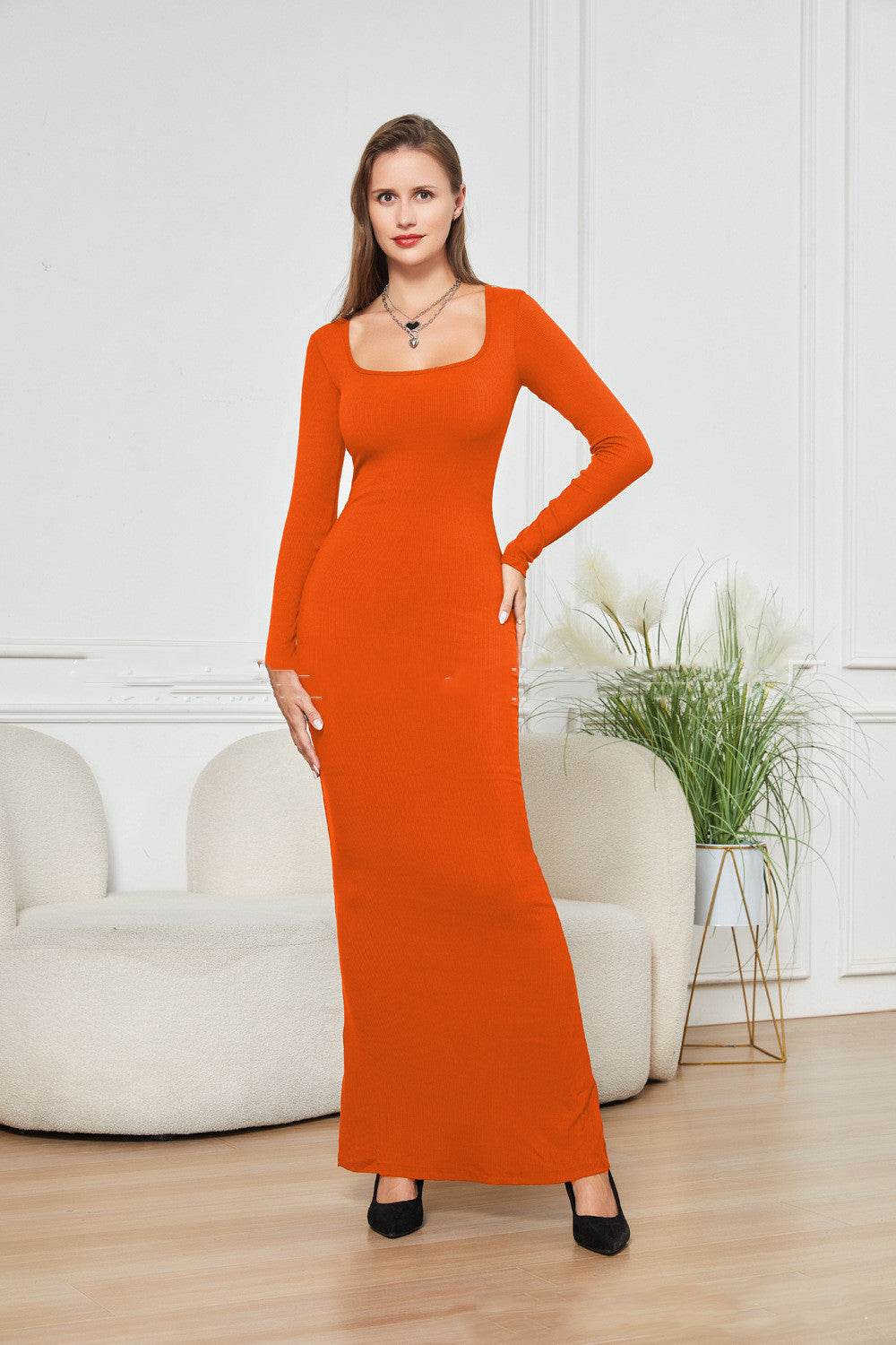 Two-in-one With Lining Double-layer Belly Contracting Hip Lifting Long Sleeve Narrow Dress - Velora