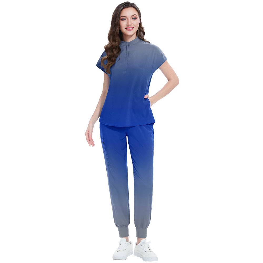 Gradient Color Men's And Women's Same Doctor Nurse Beauty Salon SPA Work Uniforms Suit - Velora
