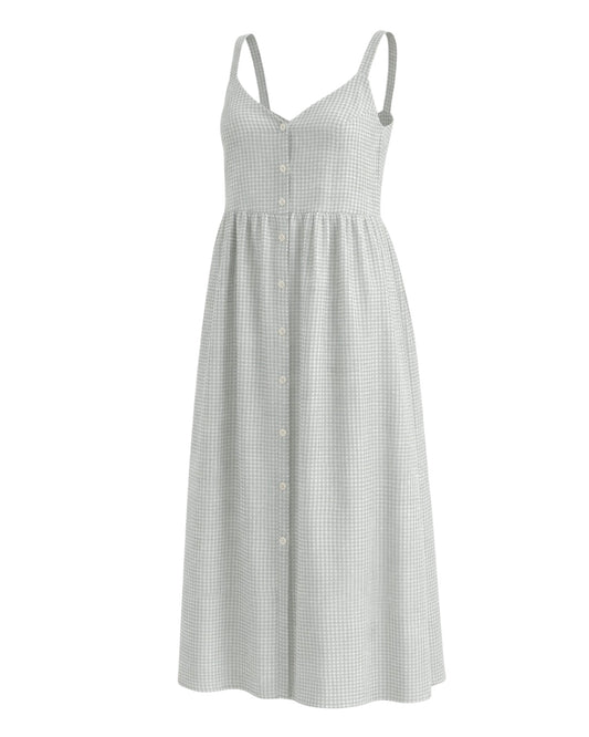 Estelle - Button Down Cotton Dress In Blue Gingham