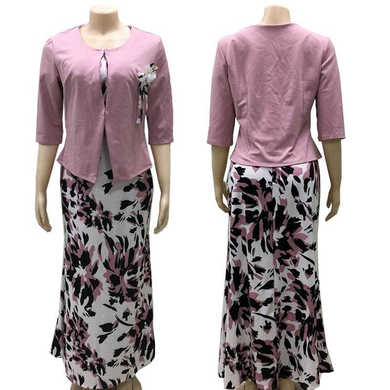 2pcs Fashion floral Print Blazer dress suit - Velora