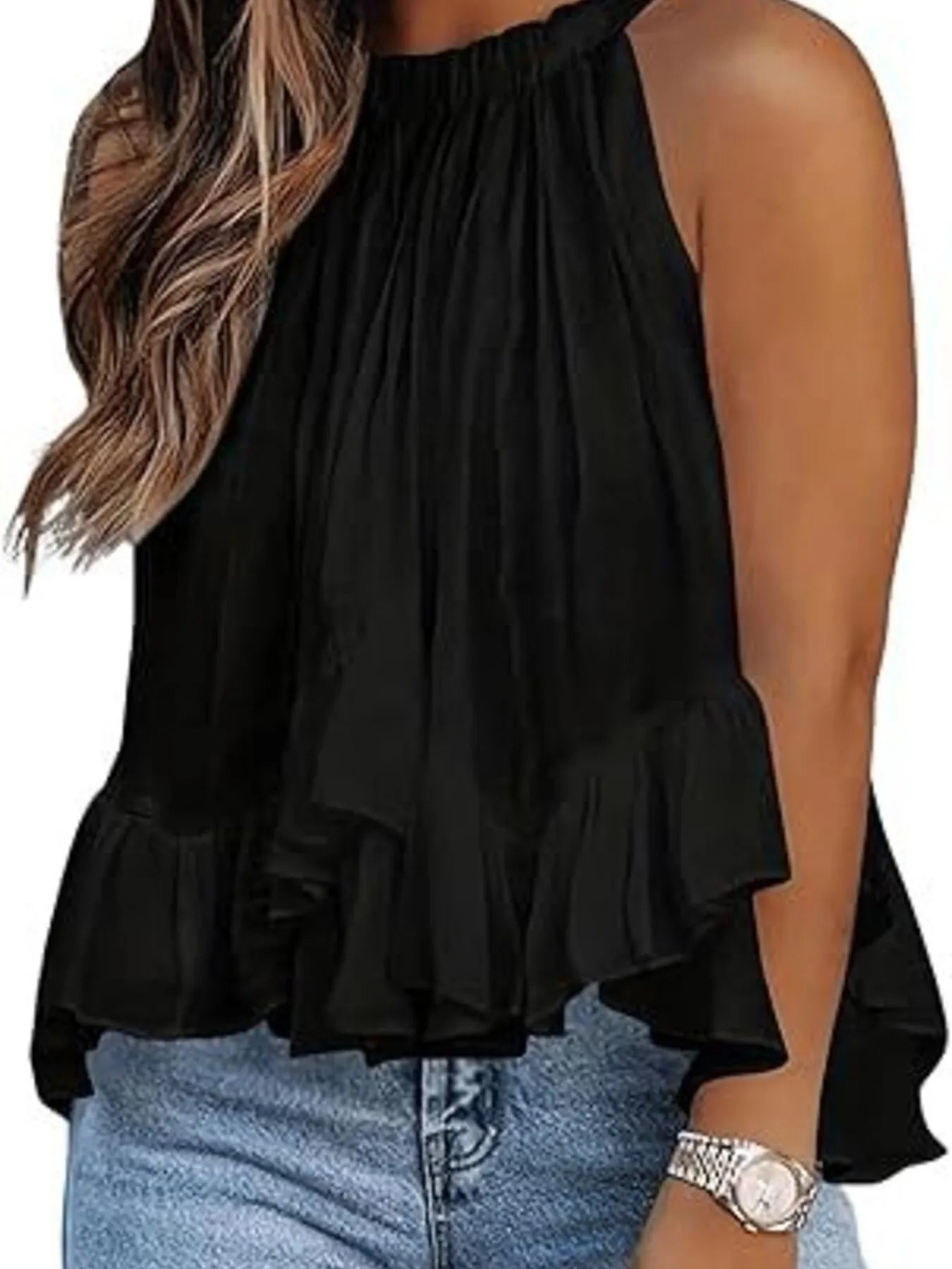 Ruffled Hem Sleeveless Cami Top - Velora
